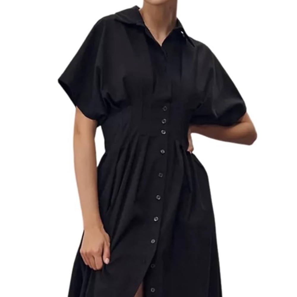 Elegant Black Women's Button-Up Top